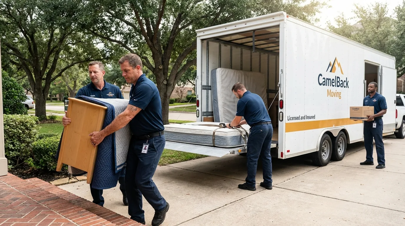 Crew loading residential truck for cross-state move from Beaverton, OR