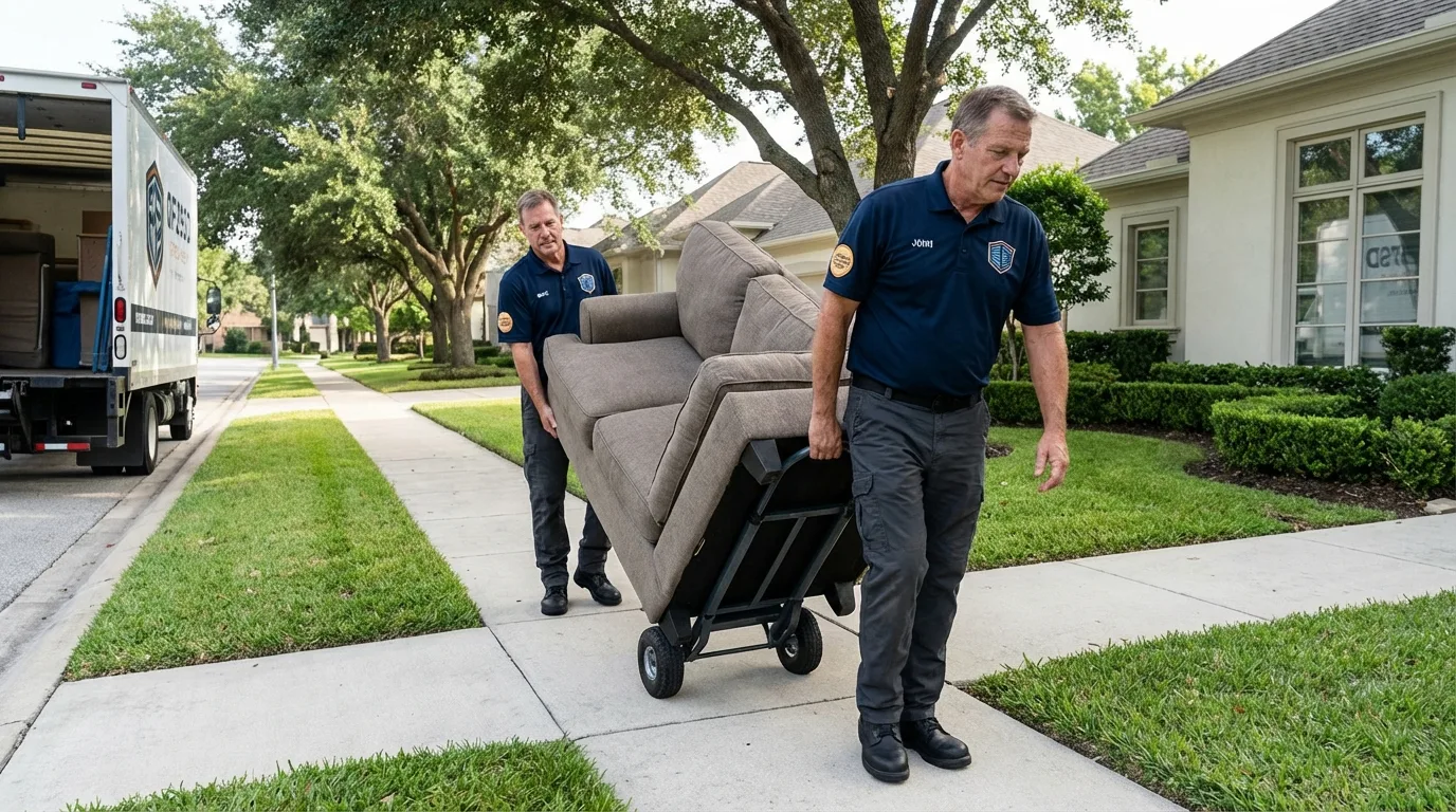 Local residential moving crew loading furniture in Beaverton, OR